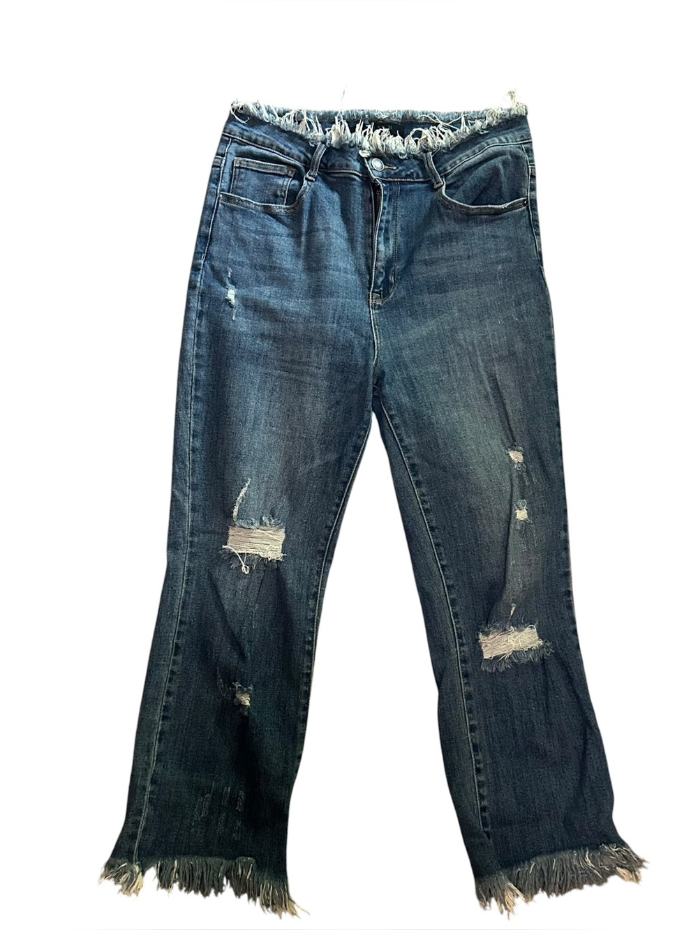 Risen LA Frayed Hem RDP1255 High Waist Distressed Jeans as 31/13